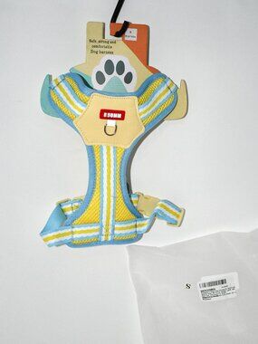 PawWave H Shape Dog Harness Small Bright Yellow & Blue No Pull Soft Mesh NWT